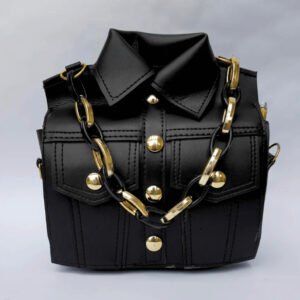 Trendy Black Jacket-Style Leather Handbag for Women – Crossbody Sling & Shoulder Bag for College, Casual & Daily Use