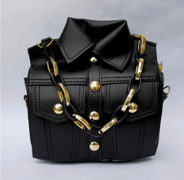 Trendy Black Jacket-Style Leather Handbag for Women – Crossbody Sling & Shoulder Bag for College, Casual & Daily Use