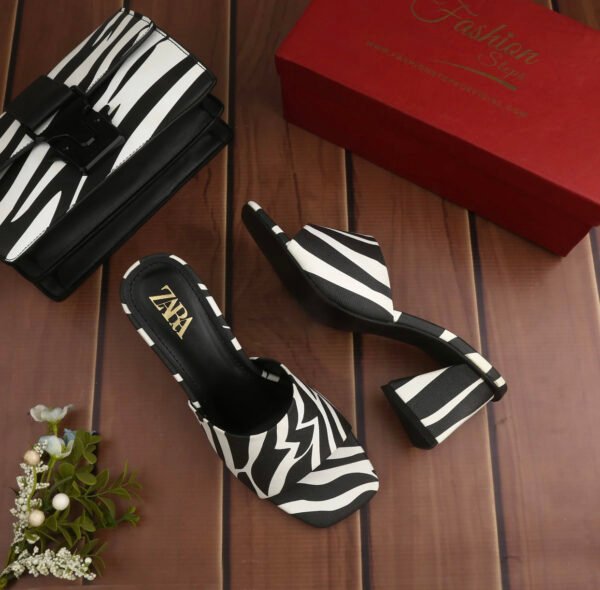 Zebra Luxe Combo – Trendy Slippers & Matching Bag Set for Women - Image 2