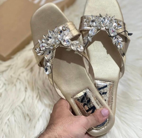 Diamond Glow Flats – Gold Sparkle Slip-Ons for Women - Image 2