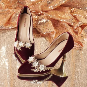 ROVÉA – Deep Rouge Block Heels for Women