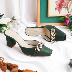 Emerald Elegance – Green Block Heels