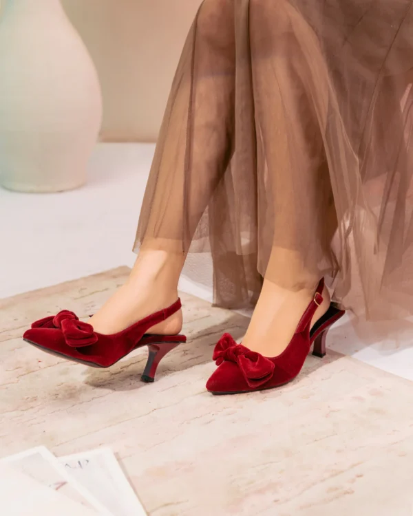 Tai Knot – Maroon Statement Heels for Women