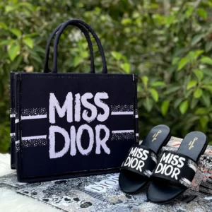 MISS DIOR COMBO – Jet Black Edition (Bag + Slippers Set)