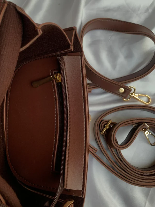 Chic Dark Brown Dual Strap Bag - Image 3