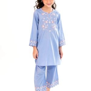 Blue Blossom – Embroidered Girls 2PC Set