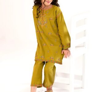 Olive Charm – Embroidered Girls 2PC Set