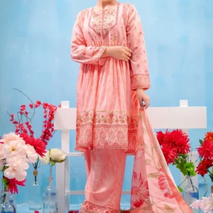 Powder Pink Grace – Swiss Lawn Digital Printed 3PC Suit