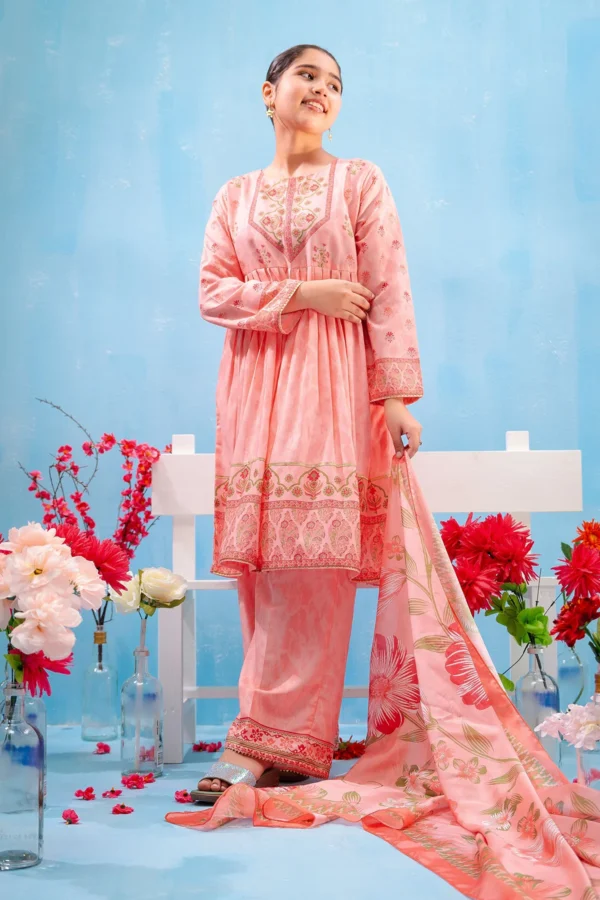 Powder Pink Grace – Swiss Lawn Digital Printed 3PC Suit