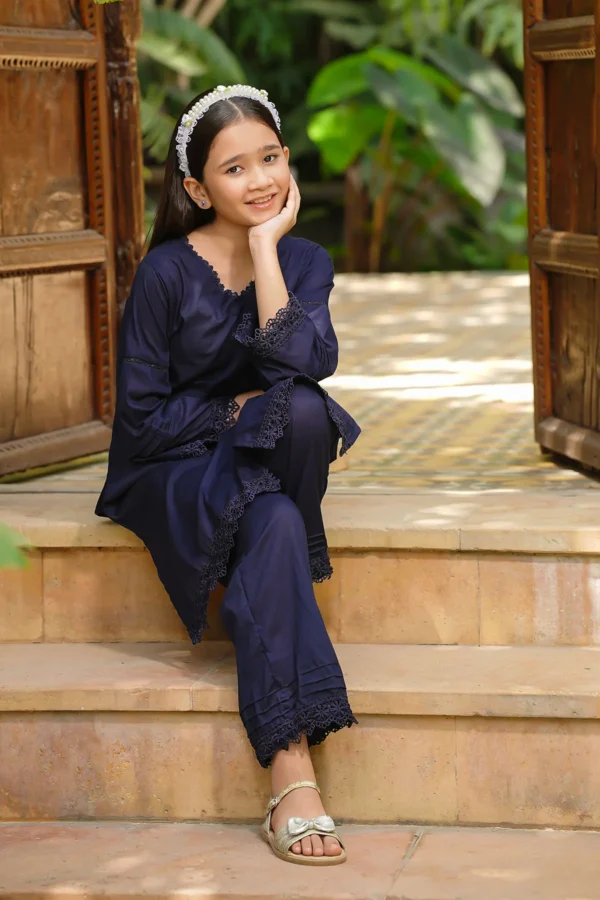 Midnight Grace – Cotton Embellished 2PC Suit - Image 2