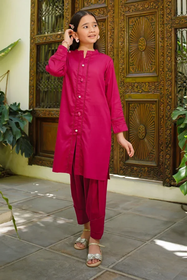 Royal Bloom – Dobby Cotton Embellished 2PC Suit - Image 2