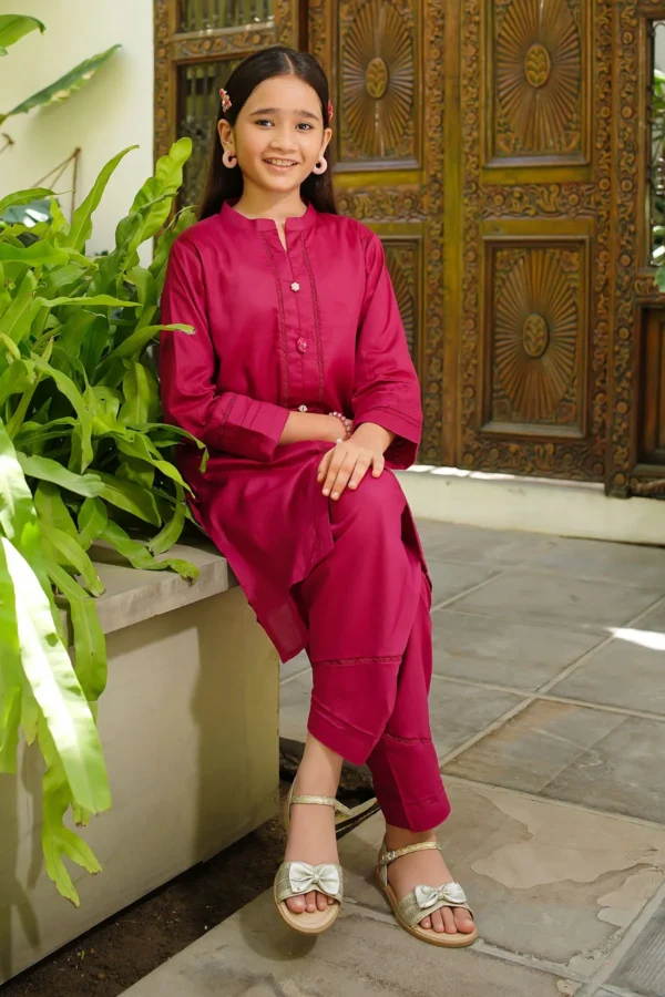 Royal Bloom – Dobby Cotton Embellished 2PC Suit - Image 3