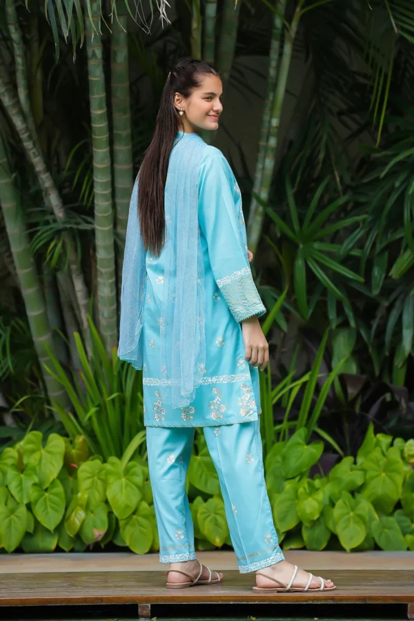 Azure Bloom – Cotton Printed 3PC Suit - Image 3