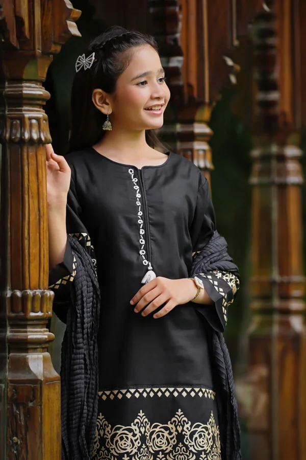 Midnight Grace – Cotton Printed 3PC Suit - Image 2