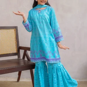 Azure Grace – Swiss Lawn Digital Printed 3PC Suit