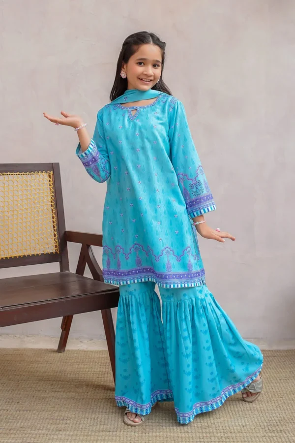 Azure Grace – Swiss Lawn Digital Printed 3PC Suit