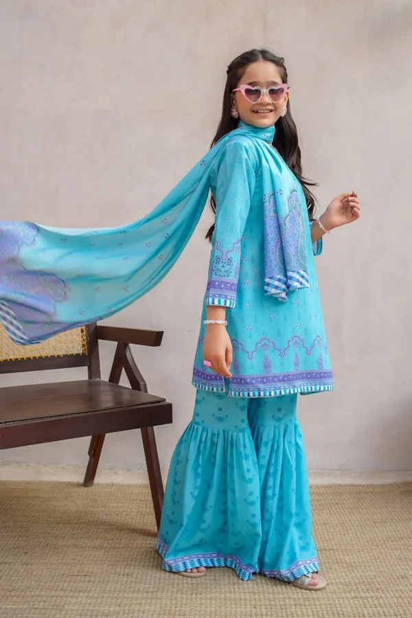 Azure Grace – Swiss Lawn Digital Printed 3PC Suit - Image 3