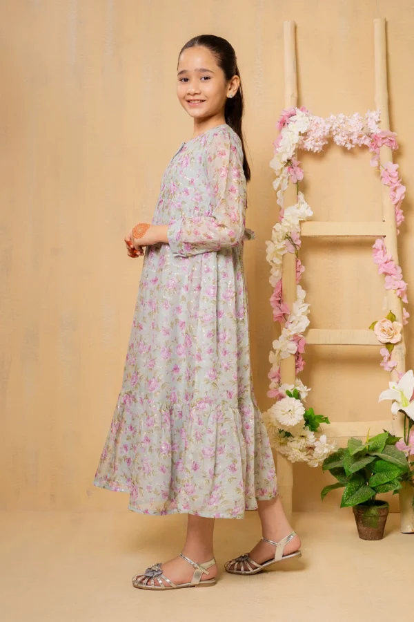 Tiffany Glow – Sequin Embroidered Chiffon Dress - Image 3
