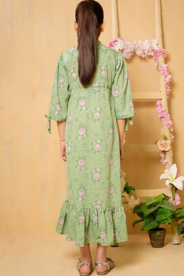 Emerald Breeze – Printed Georgette Dress - Image 2