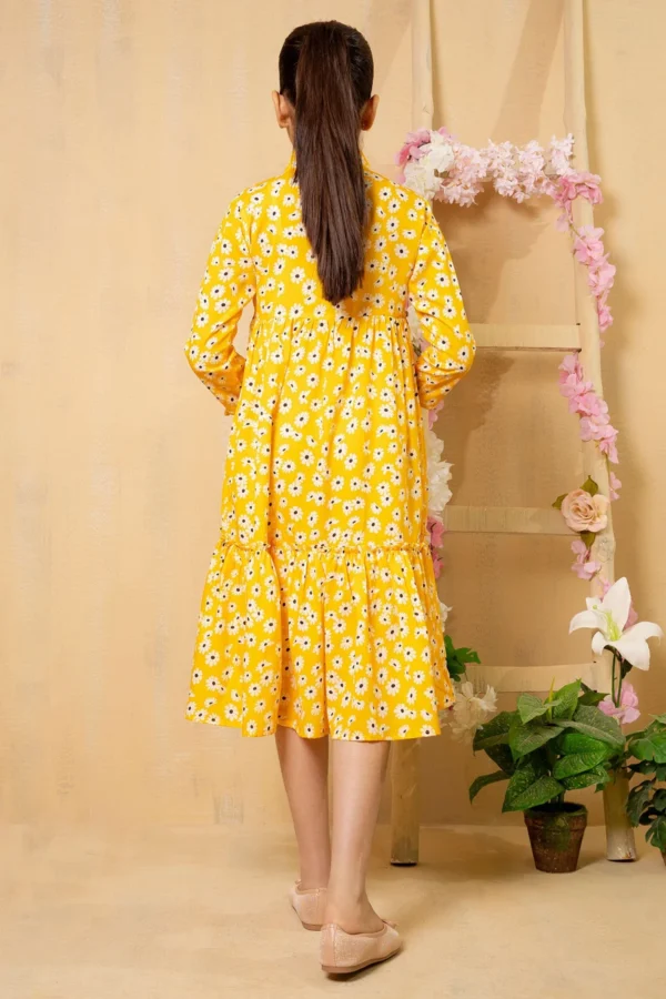 Golden Glow – Printed Georgette Dress - Image 5