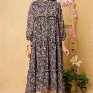 Midnight Grace – Printed Chiffon Dress