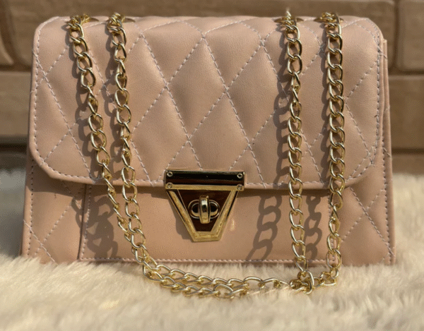 Crossbody Chain Bag Tea Pink & Grey - Image 4