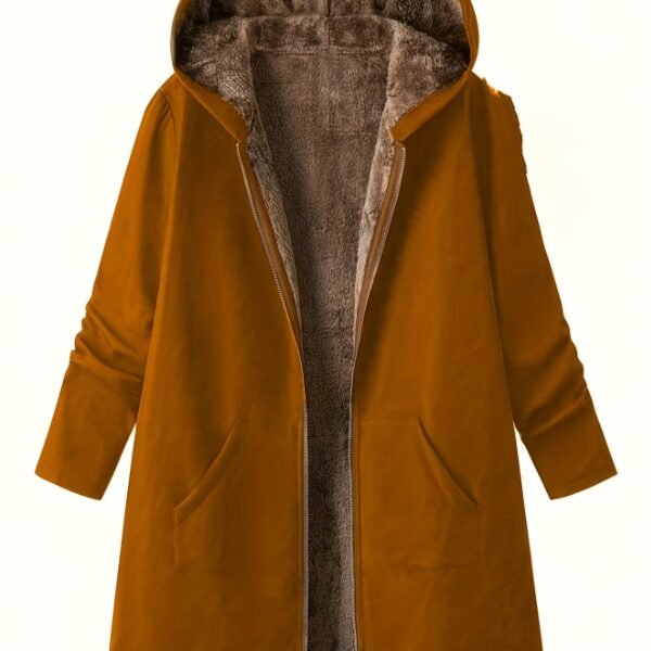 s elegant winter jacket like collar cuff long brown coat h - Tajjirbaba United Arab Emirates - Color : Bronze - Size : AE S