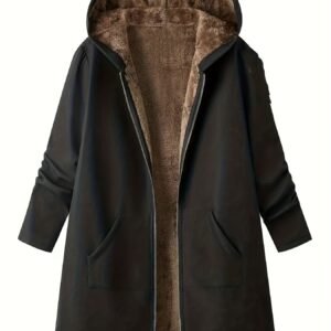 s elegant winter jacket like collar cuff long brown coat h - Temu United Arab Emirates - Color : Black - Size : AE XL