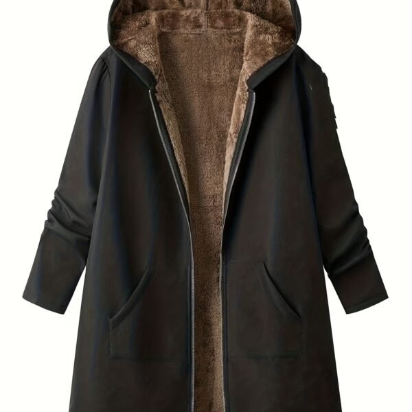 s elegant winter jacket like collar cuff long brown coat h - Temu United Arab Emirates - Color : Black - Size : AE XL