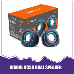 Kisonli V350 Dual Multimedia Speakers – USB Powered 2.0 Stereo | AUX Input | Compact Desktop Speakers | PC & Laptop Compatible