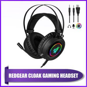 Redgear Cloak Gaming Headset – RGB Wired Headphones | 50mm Drivers | Noise Cancelling Mic | Over-Ear Design | PC & Console Compatible